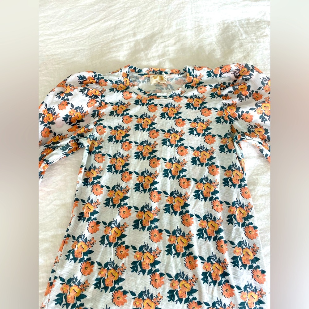 Nation LTD ruffled sleeve t shirt size small